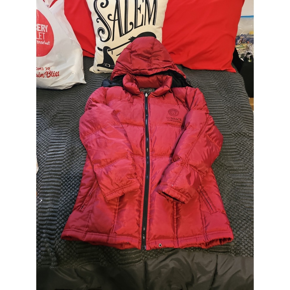 Authentic Versace Mens Down Puffer Jacket Red Size L